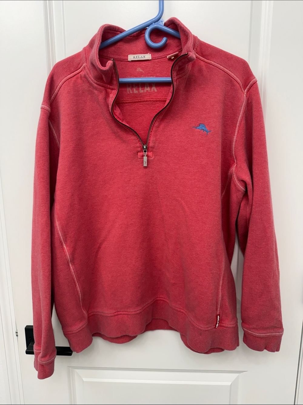 Tommy Bahama “Relax” Men's Coral Quarter-Zip Pullover Sweater